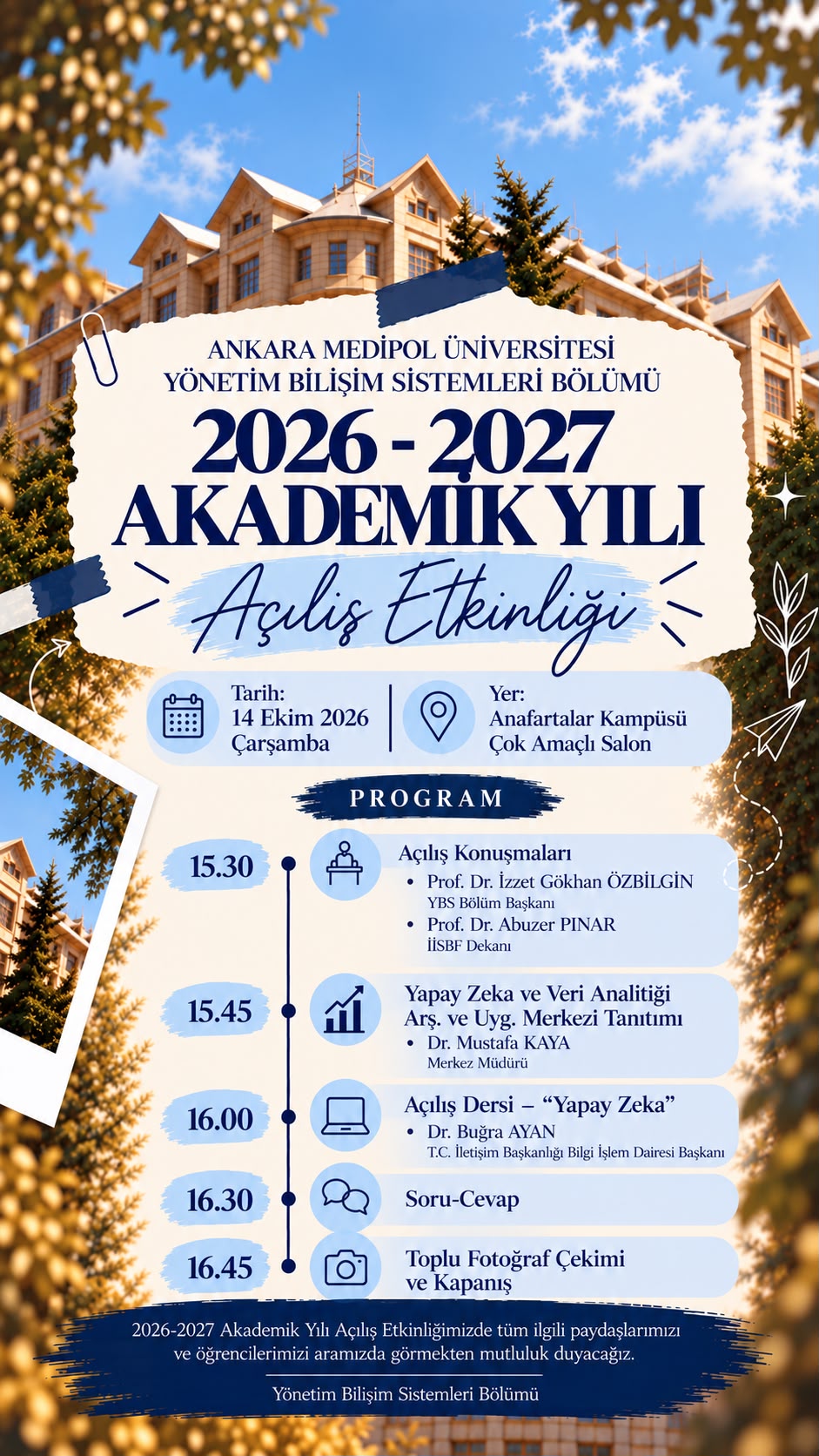 Ankara Medipol Üniversitesi Yönetim Bilişim Sistemleri Bölümü 2026-2027 Akademik Yılı Açılış Etkinliği