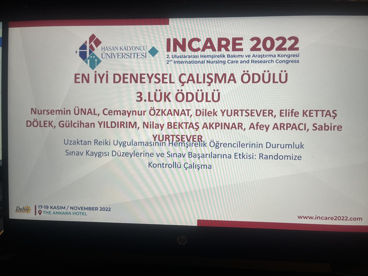 Sağlık Bilimleri Fakültesi Hemşirelik Bölümümüze Ödül